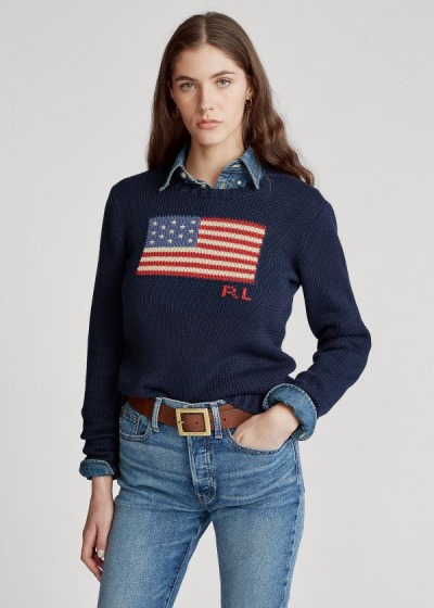 Suéter Polo Ralph Lauren Flag Algodão Crewneck Mulher 27516-DGXQ